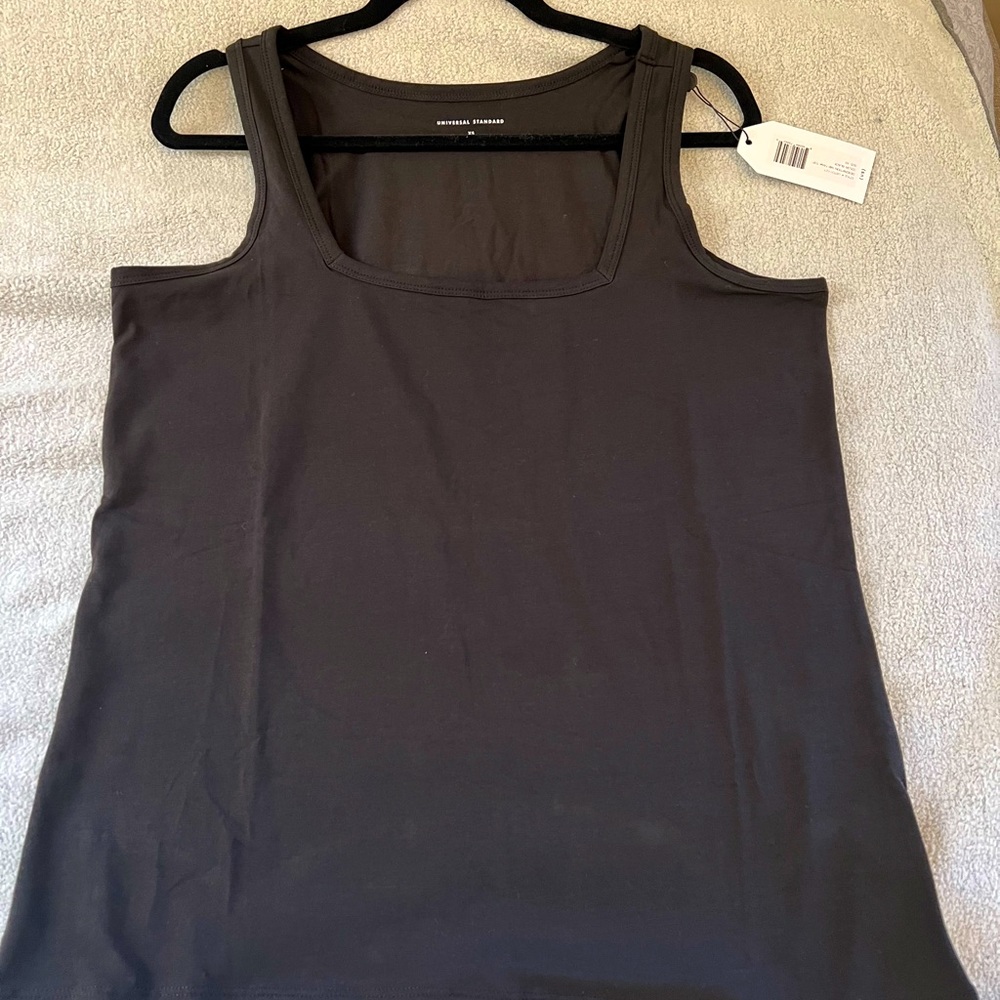Brand new soft black tank top square neckline